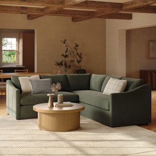 Landry 91" Velvet Corner Sectional - Hale Fir Green