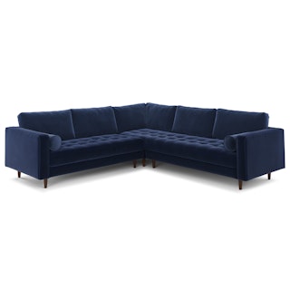 Sven 107" Tufted Velvet Corner Sectional - Cascadia Blue